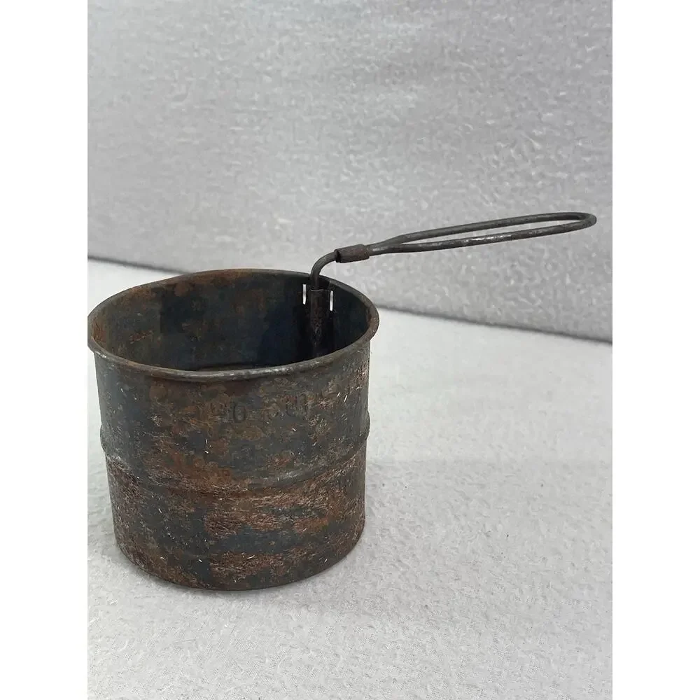VTG 2 Cup Flour Sifter Embossed Tin Hand Crank Working USA Kitchen Tool